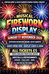 Musical Firework Display 1st November at the Heathside, South Darenth