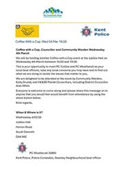 Coffee (or tea!) with a Cop, Councillor & Community Warden