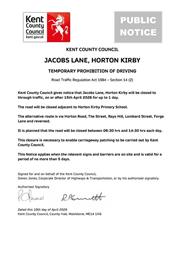 Urgent Road Closure - Jacobs Lane, Horton Kirby - 15th April 2026 (Sevenoaks)